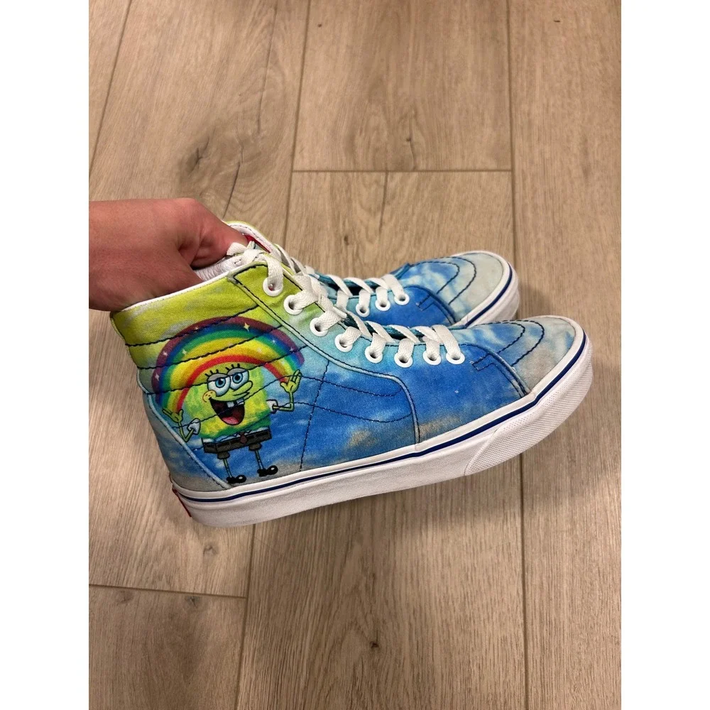 Vans Sk8-Hi SpongeBob SquarePants Tie Dye High Top Sneakers Womens 7 Mens 5.5